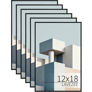 Lavezee 12x18 Poster Frame Black 6 Packs, Lightweight 12 x 18 Picture Frames for Wall Mounting, Display 12 by 18 Pictures, Posters & Art Prints Vertically or Horizontally