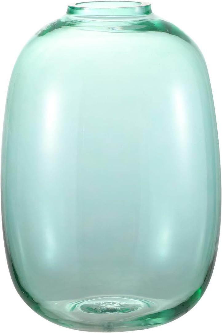 Green Glass Vase, 10 Inch Large Glass Vase for Flowers, Tall Glass Vases for Home Decor, Modern Floor Vases for Living Room, Bathroom, Kitchen, Mantle, Shelf, Wedding, Office, Entryway