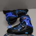 2PM SPORTS Vinal Girls Adjustable Flashing Inline Skates, All Wheels Light Up, Fun Illuminating Skates for Kids Men Adult Women and Boys (Large - Youth (4-7 US), Azure & Blue)
