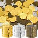 Hanaive 200 Pcs Metal Pirate Coins Set Gold Coins Treasure Chest Spanish Doubloon Fake Tokens for Boys and Girls Board Games Pirate Party Cosplay (Retro, Gold, Silver, Bronze, Irregular)