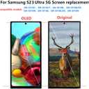 OLED for Samsung Galaxy S23 Ultra Screen Replacement S23ultra 5G S918U S918B/DS S918U1 S918W S918E LCD Display Touch Screen Digitizer Assembly Support Fingerprint and S-Pen (with White Frame+Tools)