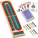 Regal Games Cribbage Board Game Set w/Storage - Fun Table Game with Wooden Board for Adults & Kids - 9 Metal Pegs, Deck of Playing Cards & 2-4 Player Games - Ideal for Game Night, Travel (Ages 8+)