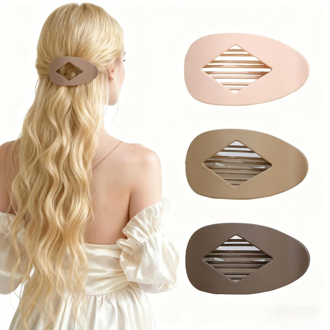 3PCS Large Lay Flat Claw Clips for Women - Strong Hold Anti-Slip, Versatile Solid Colors Fit Thin & Thick Hair(A1)