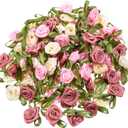 100 PCS 15mm Multicoloured Mini Rose Flowers, Satin Ribbon Bows Appliques, Mini Roses for Crafts, DIY Sewing Craft Accessories, Wedding Bride Gift Decoration, Fabric Ribbons
