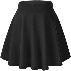 Urban CoCo Women's Basic Versatile Stretchy Flared Casual Mini Skater Skirt (Black, XL)