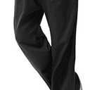 SIR7 Men's Linen Casual Lightweight Drawstrintg Elastic Waist Summer Beach Pants (XX-Large, Black)