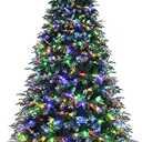 9 ft. Pre-Lit Snowy Artificial Christmas Tree Hinged Tree 11 Flash Modes with 780 Multi-Color Lights