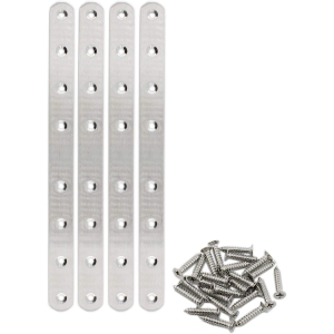 4 Pack Flat Mending Plate for Wood, Stainless Steel Straight Brackets, Pack of 2