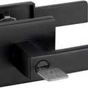 Entry Door Handle with Key GreenShield Lock Set, Heavy Duty Reversible Exterior and Interior Door Lever for Front Entrance, Bedroom and Room (1 Pack, Matte Black)