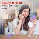 Travel Makeup Brush Holder & Pocket Mirror, Silicone Makeup Brush Organizer, Dirt-Resistant Easy to Clean Makeup Brush Bag with Anti-Fall Out Magnetic Closure (Lavender)