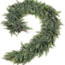 9ft Real Touch Cedar Garland Artificial Realistic Christmas Greenery Pine Garland with 225 Cedar Branches for Mantle, Fireplace, Table, Stairs, Doorframe, Window, Outdoor Indoor Xmas Decor