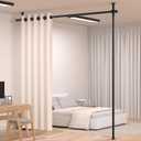 Room Divider Curtain Rod, No Drilling Room Separator for Space Partition Adjustable 4-10ft(H) 28-70inch(W) Heavy Duty Temporary Wall Divider Floor to Ceiling Tension Rod, Black (A-Black 2PCS Support Rod and 1PC Cross rod)