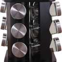 Spice Rack, Spice Rack Organizers for Countertop, Rotating Countertop Spice Rack, Revolving Spice Rack for Kitchen, Kitchen Gadgets, Organizer Rack with Spice Jars (Black, SquareHead_12Jars)