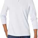 Amazon Essentials LongSleeve Polo Shirt for Men, Slim Fit Pique, White, US L