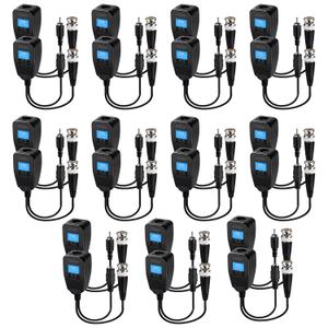 Passive Video balun Connectors 11 Pairs Passive Video Baluns with Power Connector HD bnc to rj45 bnc to ethernet Adapter Transmitter BNC Twisted for 720-5MP CCTV Security Camera System