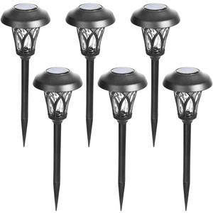 GIGALUMI 6 Pack Solar Pathway Lights Outdoor, Metal Glass & ABS Solar Landscape Lights Waterproof IP65, Warm White Solar Powered Garden Lights for Yard Patio Walkway Driveway (Black)