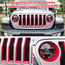 Front Grille Mesh Inserts & Headlight Cover for Jeep Wrangler JL JLU Sport & Sport S Only 2018-2023 Exterior Accessories Clip-in Grille Guard Cover Headlight Bezels Trim Ring (Red 9PCS)