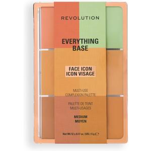 Revolution Everything Base Face Icon Complexion Palette, Multi-Use Cream Contour, Concealer, Corrector, Highlighter & Blush Kit, Vegan & Cruelty-Free, Medium