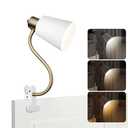 Desk lamp Eye-Caring Table Lamps, 360°Rotation Gooseneck Clip on Lamp Reading Light, Portable Reading Book Light, Clamp Light, Study Desk Lamps for Bedroom and Office Home Lighting (Black and White)