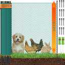 Temporary Fence with Garden Posts & 3.1'H x 60'L Plastic Mesh,Portable Snow Fencing with Windbreak Rope and Ground Stakes,Dog Fence Outdoor for Yard,Backyard Fences,Garden Fence Protect Barrier