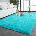 TWINNIS Super Soft Shaggy Rugs Fluffy Carpets, 4x5.9 Feet, Indoor Modern Plush Area Rugs for Living Room Bedroom Kids Room Nursery Home Decor, Upgrade Anti-Skid Rectangular Fuzzy Rug, Blue