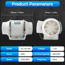 Voltset 4" Inch Inline Exhaust Fan with Remote Control, 280 CFM High Efficiency Air Flow for Bathroom, Kitchen, Grow Tent, Hydroponics, 3D Printer