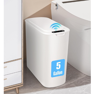 Cesun Motion Sensor Trash Can, 5 Gallon Automatic Bathroom Garbage Can with Lid, Touchless Smart Plastic Slim Wastebasket for Bathroom, Office, rv, Bedroom, Living Room, White