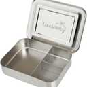 LunchBots Large Trio Stainless Steel Lunch Container -Three Section Design for Sandwich and Two Sides - Metal Bento Lunch Box - Eco-Friendly - Stainless Lid - Staineless Steel