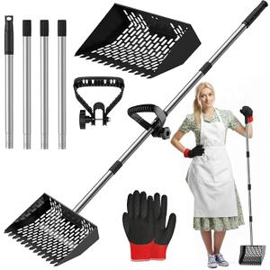 2-in-1 Chicken Poop Scooper, Rake with Grip & Gloves Adjustable 35–62” Stainless Steel Chicken Coop Scoop, Heavy-Duty Metal Cat Litter Scoop, 10" Sifting Shovel for Pet Waste Cleaning
Meta