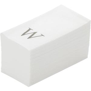Luxenap 15.8 X 7.9 Inch Linen-Feel Guest Towels, 50 Lettered Hand Towels - Silver Letter 'W', Sans Serif Font, White Paper Dinner Napkins, airlaid, For Restrooms And Tables - Restaurantware (50 Count)