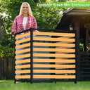 Air Conditioner Fence1 Panel, Privacy Fence Screen 54.5" H 39.4" W No-Dig Metal Wood Outdoor Pool Equipment Enclosure with Metal Stake, AC Unit Cover, Trash Bin Hider for Garden & Backyard