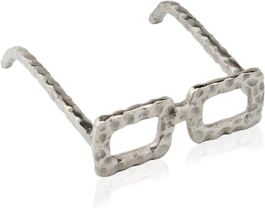 Modern Day Accents 5807 Gafas Square Silver Spectacles Decor, Bookshelf Decor, Room Decor, Home Decor, Desk Decor, Tabletop Sculpture, Staging Decor, Living Room Decor, 6.25" L 7.5" W 2.5" H