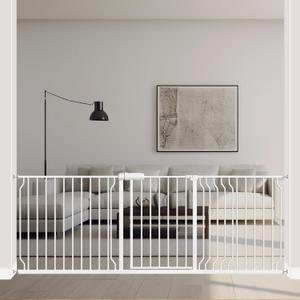 ALLAIBB Extra Wide Pressure Mount Baby Gate Auto Close White Metal Child Dog Pet Safety Gates with Walk Through for Stairs,Doorways,Kitchen and Living Room (71.65-85.03"/182-218cm)