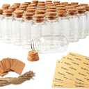 AerWo 32PCS 40ml Small Glass Bottles with Cork Lids, Potion Bottles with Cork Tags and Hemp Ropes, Spell jars Mini Glass Jars with Lids for Party Weddings Baby Shower Favors Crafts Home Decorations
