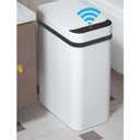 Yatmung 4 Gallons Bathroom Trash Can Automatic Touchless - 15.5 Liters Smart Trash Can Motion Sensor - Narrow, Plastic - Slim Electric Trash Bin - Skinny Garbage Can with Lid (White)