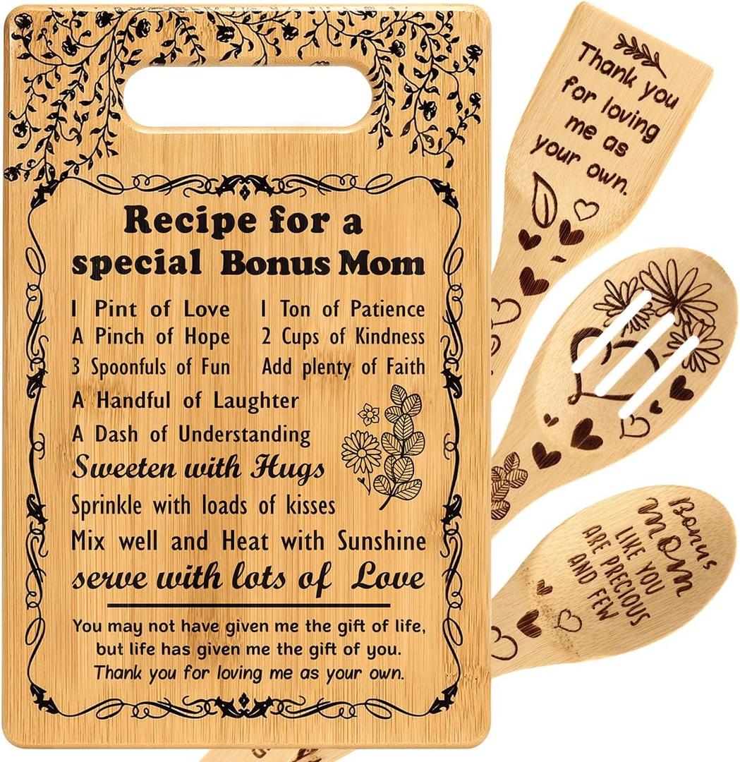 Great Gifts for Bonus Mom from Daughter Son Dad Best Bonus Mom Ever Gifts Christmas Birthday Gifts for Bonus Mom Bonus Mother New Mom Stepmom to My Mom Cutting Boards