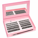 Glue-Free Wispy Lash Clusters Kit, 80 Pcs Individual Eyelash Clusters (10-18mm C Curl)- DIY Lash Extension Kit with Eyelashes Tweezers, Natural Fluffy Fake Lashes for Home Use, Beginners Friendly