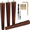 Premium Walnut Wood Furniture Legs (Full Install Kit) - Pick Your Size and Color (12 Inches, Brown)