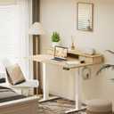 Veken 47x28 in Electric Standing Desk with Drawers, Adjustable Table, Wood, 47.2×28 Inch