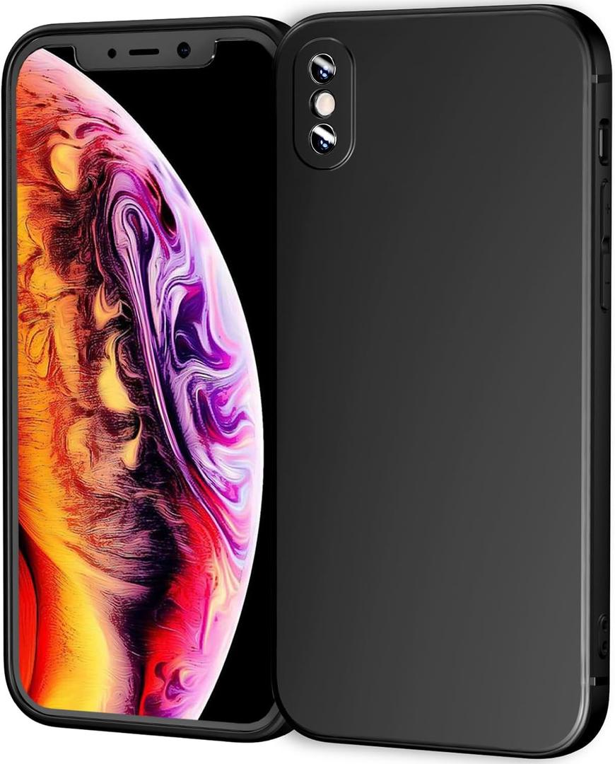 TENOC Phone Case Compatible with iPhone X & iPhone Xs, Black Case Anti-Fingerprint Protective Bumper Matte Cover for 5.8 Inch