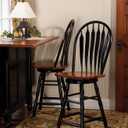 Sunset Trading Selections 24" Counter Height Swivel Barstool | Farmhouse Country Cottage Windsor Arrowback Café Stool | Antique Black & Cherry Solid Wood | Dining Room Kitchen Home Bar Furniture
