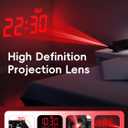 Mesqool Digital Projector Alarm Clocks for Kids Bedroom,Plug-in Clock with 180 Projection on Ceiling Wall,Dual Alarms for Heavy Sleepers,Battery Backup,USB Charging Port,Easy-to-Set,Dimmer,Snooze (White Digits; Red Projection)
