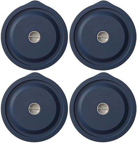 Replacement Lids for Pyrex 7200-PC 2 Cup, Silicone Round Storage Cover Lid for Anchor Hocking Glass Bowl 4 Pack with Date Mark Dark Blue
