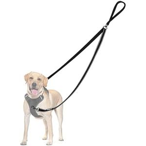 PetBonus Two Point Control Dog Leash, Works with No Pull Harnesses, No Tangle Training Leashes, Soft Padded and Reflective Walking Lead, Converts to Single Lead for Medium Large Dogs (Black)