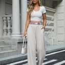 Wide Leg Slacks Pants for Women Pull on High Waisted Business Trousers with 3 Pockets for Casual Office Wear (S)