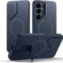 SURITCH for Samsung Galaxy S25 FE Phone Case, Magnetic Protective Cover with Camera Cover & Adjustable Metal Kickstand for Galaxy S25 FE (2025)-Dark Blue