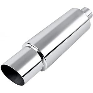 EVIL ENERGY Exhaust Muffler,Stainless Steel Exhaust Tip,Universal 14.6" Length (Non Burnt,2" Inlet 3" Outlet)