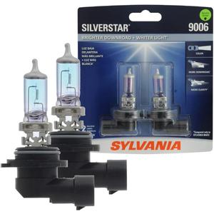 SYLVANIA - 9006 SilverStar - High Performance Halogen Headlight Bulb, High Beam, Low Beam and Fog Replacement Bulb, Brighter Downroad with Whiter Light (Contains 2 Bulbs)