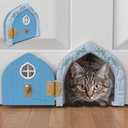 Fairy Door Interior Pet Door - Large Cat Door for Cats Up to 20 lbs, Durable & Versatile Indoor Kitty Door for Solid or Hollow Core, Stylish Cat Hole, Comfortable, Easy Install, with Tight Lock (Brown)