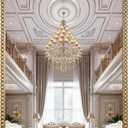 24"x36" Mirror for Wall, Scalloped Corners Rectangle Decorative Mirror, Metal Beaded Frame Accent Wall Decor for Bathroom, Entryway, Mantel, Antique Gold